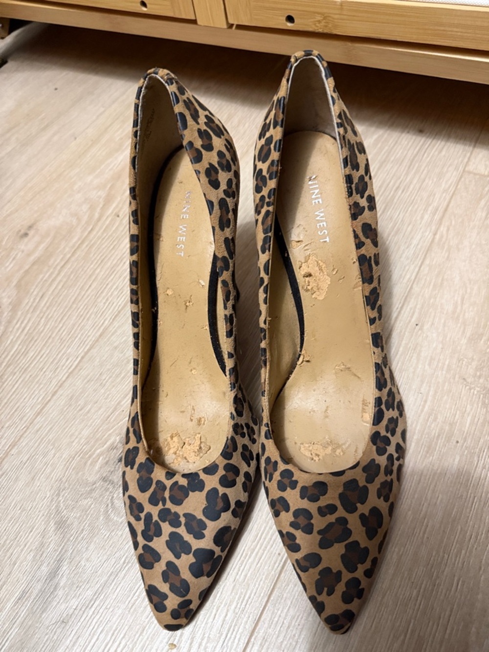 Nine West Leopard Print Pointed Pumps - Tan/Black